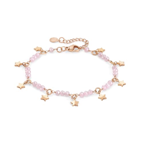 DESIGN MODERNO ED ELEGANTE: Bracciale Nomination Mon Amour in acciaio e cristalli con placcatura oro rosa, resistente e luminoso nel tempo. Un gioiello raffinato che esalta eleganza e femminilità, perfetto per ogni occasione.