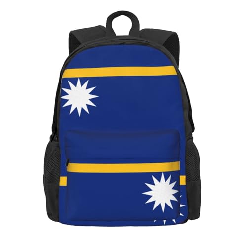 Flag Of Nauru Large Capacity Travel Backpack - Polyester Backpack,Multi-Functional Storage Bag2