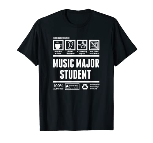 Camiseta divertida de la información del manejo del estudiante de la música Camiseta