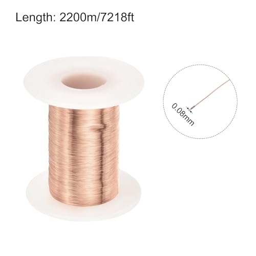 QUARKZMAN 0,08mm Magnetdraht 7218ft(2200m) Emaillierter Kupferdraht Emaillierter Magnetwicklungsdraht 100g 155C für Transformatoren Induktoren
