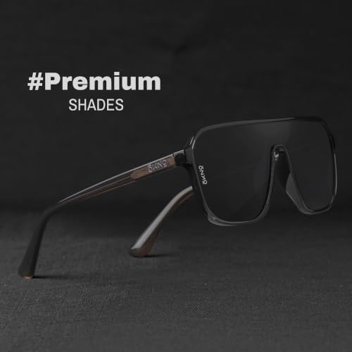 Image of Eyewearlabs OKNO | Polarized Over-Sized Unilens Rectangular Branded Stylish Sunglasses For Men & Women | 100% UV Protection Shades | Cricket Sports Cycling Driving | RYFT