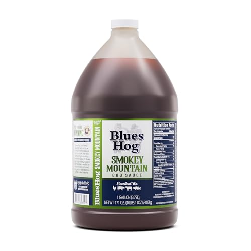 Blues Hog Smokey Mountain Barbeque Sauce, Natural Hickory Smoke BBQ Sauce Gluten-Free, All-Natural, No High Fructose Corn Syrup, Made in the USA, 128 oz