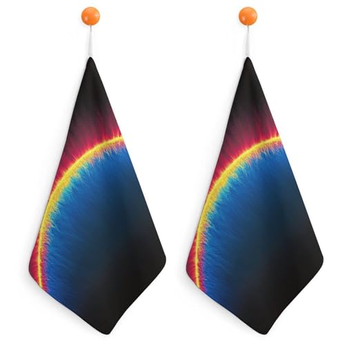 Solar Eclipse on Black Small Hand Towel with Hanging Loop