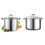 Cook N Home 16 Quart Stockpot with Lid, Stainless Steel & 12 Stainless Steel Saucepot with Lid Quart...