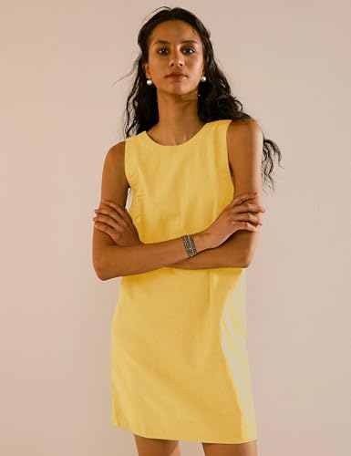 Image of VIUTIL Womens Summer Linen Mini Dress Boat Neck Low Back Sleeveless Tank Dresses with Pockets 2026 Vacation Outfits