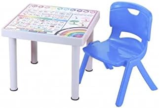 Sağlam Plastik Mandella Rubi Türkçe Desenli Çocuk Masası 1 Adet Nova Orta Çocuk Koltuk Mavi