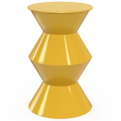 Table d'appoint ronde table basse bout de canapé table de chevet IRENE 30 cm métal jaune - vue 5