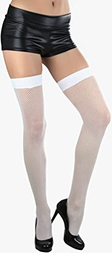Image of ToBeInStyle Women's Fine Classic Fishnet Thigh High Stretch Nylon Novelty Stockings