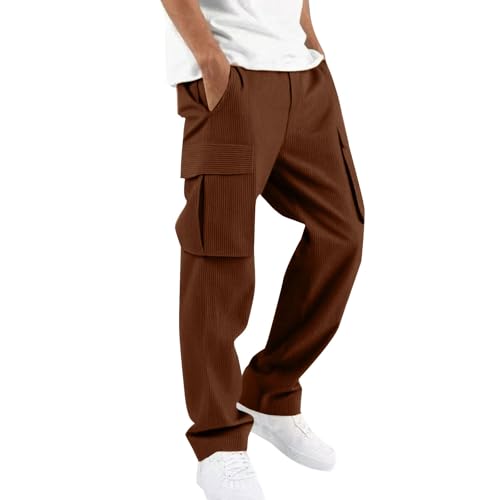 lcyhony Corduroy Pants Men Relaxed fit Comfy Work Cargo Pants with Pockets Elastic Waist Drawstring Casual Athletic Joggers2