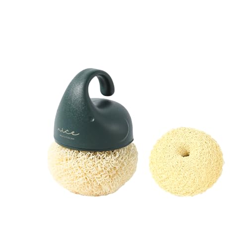 Image of Kitchen Dish Scrubber with Short Handle, Heavy Duty Scrubbing Brushes for Dishes, with Plastic Replacement for Cleaning Kitchen, Pots, Pans, Grills (Short Hanlde Green)