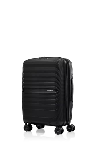 Image of Samsonite Octolite Expandable Neo 55 Cms Small Cabin Polycarbonate Hard Sided 8 Wheel Spinner Luggage /Suitcase /Trolley Bag (Black) (Double Wheel)