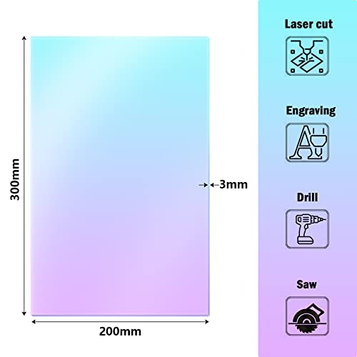 Image of Rainbow Color Acrylic Sheet, 2 Pcs Translucent Color Radiant Plexiglass Plastic Sheet for DIY Painting, Arts and Crafts, Decoration, 7.9 * 11.8 Inches, 3mm Thickness