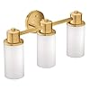 Moen DN0763BG 3-Light Dual-Mount Bath Bathroom Vanity Fixture with Frosted Glass, Brushed Gold