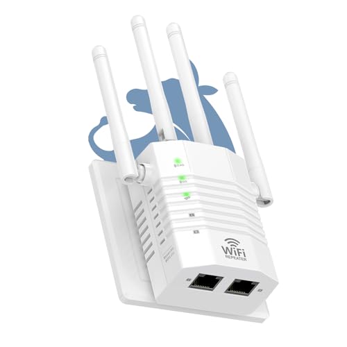 AOOEPU Dual - Band 2.4G&5G WiFi Extender Signal Booster, WiFi Extender with 4 High - Gain Antennas, WiFi Booster with 2 LAN Ports, WiFi Repeater with 12880 Sq.ft Coverage 105 Devices