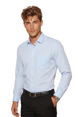 Image of Peter England Men's Premium Solid Herringbone Regular Fit Full Sleeve Formal Shirt | Wonder Fabric | Cotton Rich