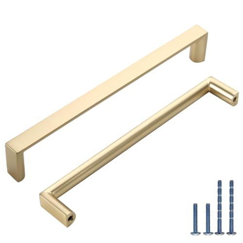 Image of 6 Pack 6.3 Inch(160mm) Kitchen Cabinet Handles Brushed Gold Cabinet Pulls Kitchen Cabinet Hardware Drawer Pulls for Dresser Cupboard Wardrobe