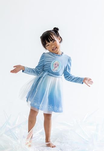 Image of Disney Princess Frozen Elsa Minnie Stitch Toddler Girl Tulle Tutu Dress Ruffle Sleeve Mesh Summer Birthday Party Clothes 2-9Y