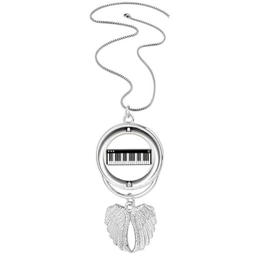 Collier ailes d'ange piano électrique avec pendentif rotatif