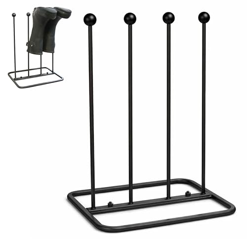 ARSUK Boot Rack Shoe Organizer for Tall Welly Boots - Free-Standing cowboy Boot Storage Rain Boots Holder Stand 10mm Thick Wrought Iron Matt Black for Closet Entryway Garage (2 Pair)