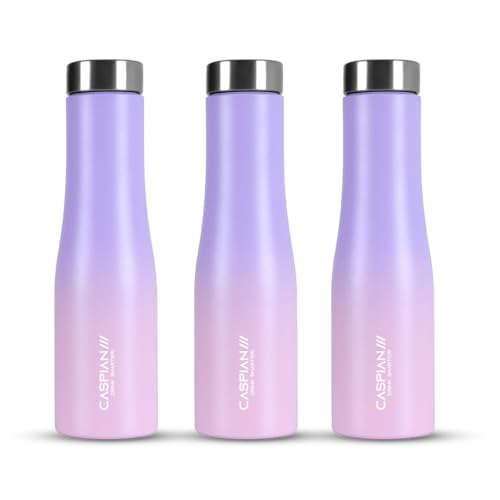 CASPIAN /// Aqua ISI Certified Stainless Steel Water Bottle 1ltr. (Orchid, 1 Litre, Set of 3) | Leak Proof Thunder for Fridge Home Office Travel School Kids Boys Girls Adults Sports Gym Yoga|BPA Free