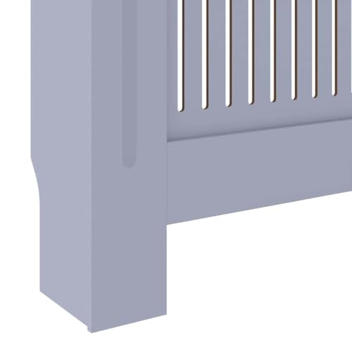 Image of Radiator Cover 2 pcs Grey 80.71 x 8.07 x 32.09 in Engineered Wood Water Resistant Material Efficient Heat Flow with Vertical Slats and Flat Top Shelf for Storage and Safety