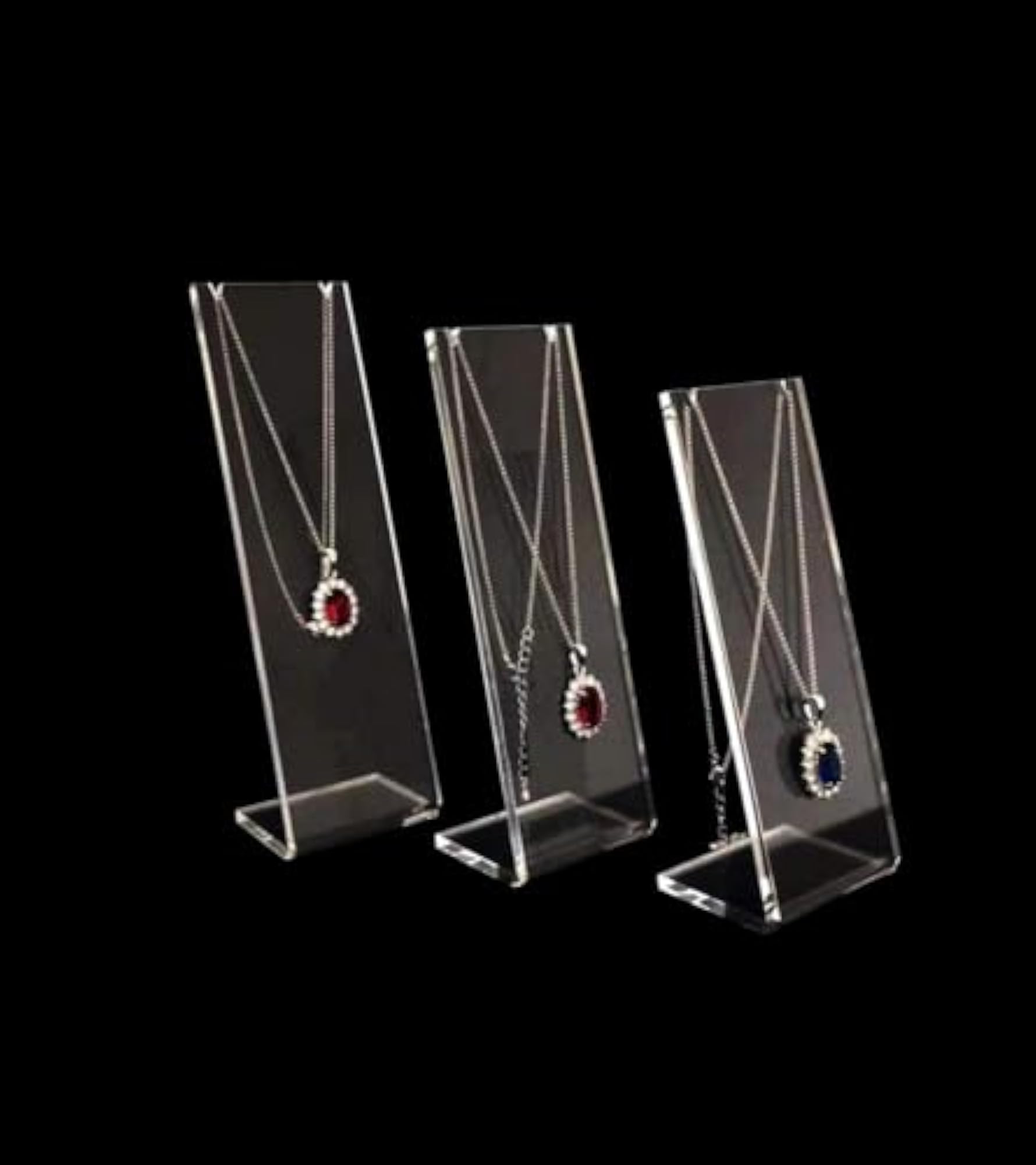 3-Pack Clear Acrylic Necklace Display Stands