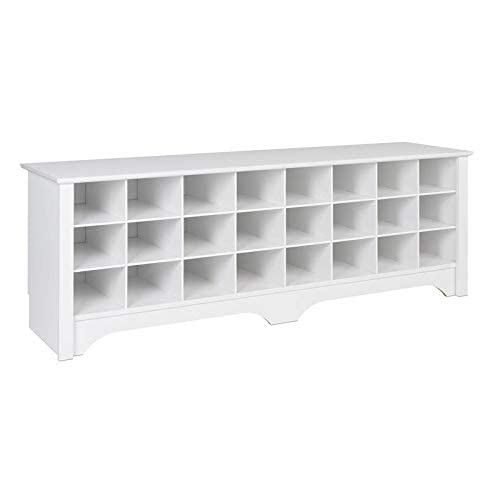Prepac 24 Shoe Cubby Wide Hall Bench, 15.5" D X 60" W X 20.25" H, White #TOP2