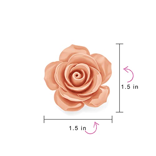 Image of Bling Jewelry Romantic Fashion Statement Pink Blue Black White Red Floral Blooming 3D Carved Large Rose Flower Brooch Scarf Pin For Women Teen