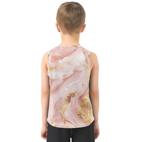susiyo Pink Golden Marble Texture Boys Sleeveless Tank Top Girls Athletic T Shirt3