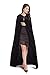 Best Choice Festival Velvet Cloak with Hood, Unisex Adult Halloween Costume Cape for Women and Men(Black)