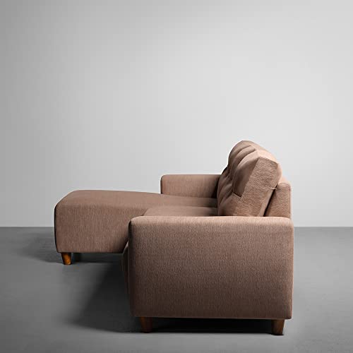 Image of Sleepyhead Yolo Designed by Duroflex - 3 Seater Sofa, LHS L Shape Sofa Set |Premium Fabric, Plush 3-Layer Cushioning |Modern Buttonless Tufted & Anti-Sag Comfort |3 Years Warranty - Coco Brown