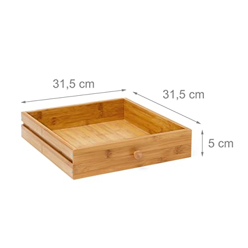 Relaxdays 10019197 Bambus Beistelltisch mit Schublade HBT 51,5 x 40,5 x 30,5 cm Nachttisch aus robustem schmale Nachtkonsole Schubfach kleines Tischchen plus 2 Ablageflächen Holz, natur - 6