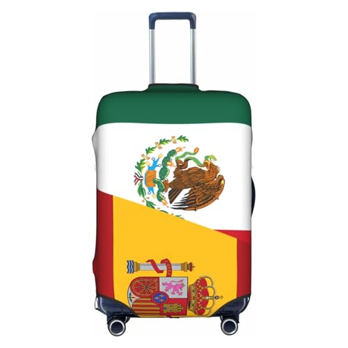 Travel Luggage Cover Half Mexico Half Spain Flag Fashion Washable Baggage Suitcase Protector Fit For Luggage X-Large