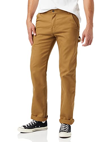 Dickies Mens Tough Max Duck Carpenter Pants, Stonewashed Brown Duck, 34W x 32L US