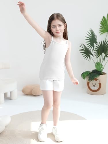 Cooraby 5 Pack Girls Tank Tops Soft Cami Scoop Neck Undershirts Solid Sleeveless Undershirts for Toddler Girls3