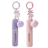Refillable 5ml Travel Perfume Atomizer Keychain, 2-Pack Mini Leak-Proof Perfume Bottle with Pouch for Women & Essential Oils