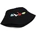 XYIYI Little Dinosaur Black Embroidery Bucket Hat Cotton Beach Fisherman Hats for Women Girls