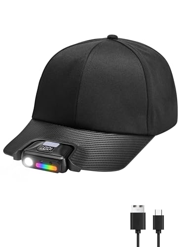 SHiLiPAi LED Baseball Cap with Built-in Headlamp Hands Free Flashlight Hat Rechargeable Powered LED Cap Light for Men Fishing Jogging Camping Hand Working