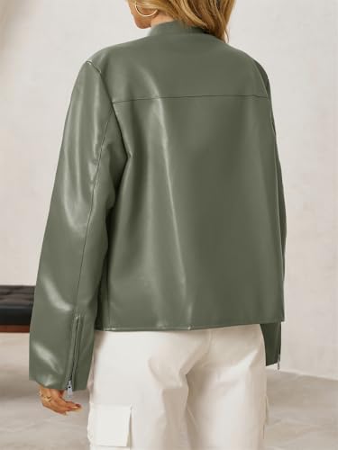 Tankaneo Womens Faux Leather Bomber Jackets Zip Up Color Block Moto Biker Jacket Casual Vintage Y2K Racing Coat3