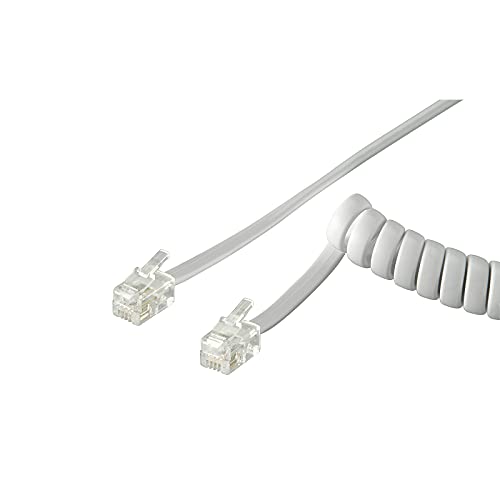 Goobay 50246 Combiné téléphonique Câble spiralé, câble plat avec prise RJ10 (4P4C) vers prise...