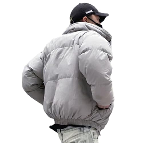 Image of Arnodefrance Men Puffer Jacket Winter Cotton Coat Zip Up Long Sleeve Jackets Stand Collar Baggy Coat