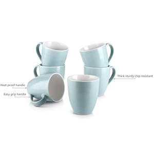 Dowan coffee mugs 17 oz mug gift set for dad ceramic mugs for coffee tea and cocoa coffee cup set of 6 for women men turquoise  urban country home decor