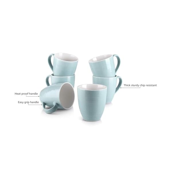 Dowan coffee mugs 17 oz mug gift set for dad ceramic mugs for coffee tea and cocoa coffee cup set of 6 for women men turquoise  urban country home decor