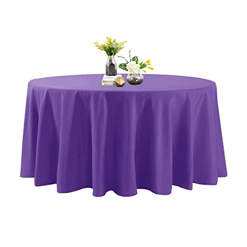 Round Tablecloth - 120 Inch Round Tablecloth - Stain And Wrinkle Resistant Washable Polyester Table Cloth, Decorative Fabric Table Cover For Dining Table, Buffet Parties And Wedding, Purple #TOP7
