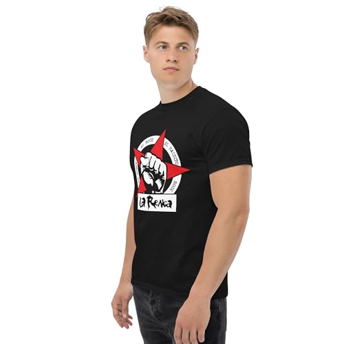 La Renga. Buenos Aires, Argentina. Banda de Rock. Camiseta de Algodon 100%, Estampado (DTG) en Frente y Espalda. Corte Unisex. CAM2616. (FR/ES, Letras, L, Regular, Regular, Negra)