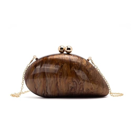 Image of Acrylic Shell Shaped Bag Luxury Marble Clutch Evening Purses for Women Glitter Handbag for Wedding Cocktail Party Prom