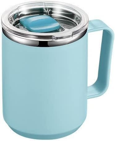 保温マグカップ 真空断熱 セラミック蓋付き ステンレスマグ 二重構造 シンプルな断熱 コーヒーカップ 保温保冷 プレゼント用 男女兼用 (ブルー)