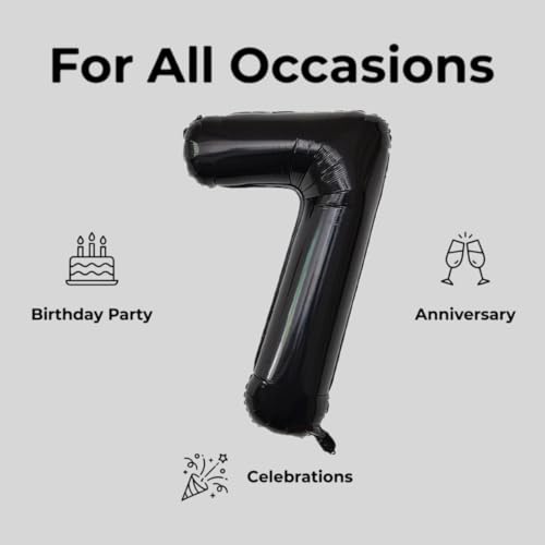 Image of YPSelected 32 Inch Large Foil Helium Number Balloon Birthday Wedding Party 0-9 (Black, 7)