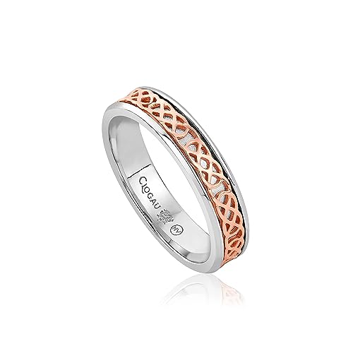 Clogau Annwyl Sterling Silver with 9ct Rose Gold Slim Channel Ring - Size S