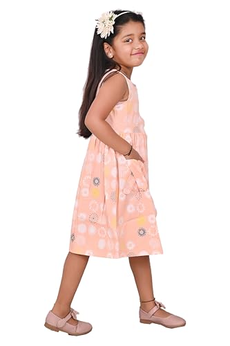 Image of CMMCHAAH Pure Cotton Printed Frock Dress for Girls| Kids Dress |2-12 Years Sizes | Knee Length Frock Dress